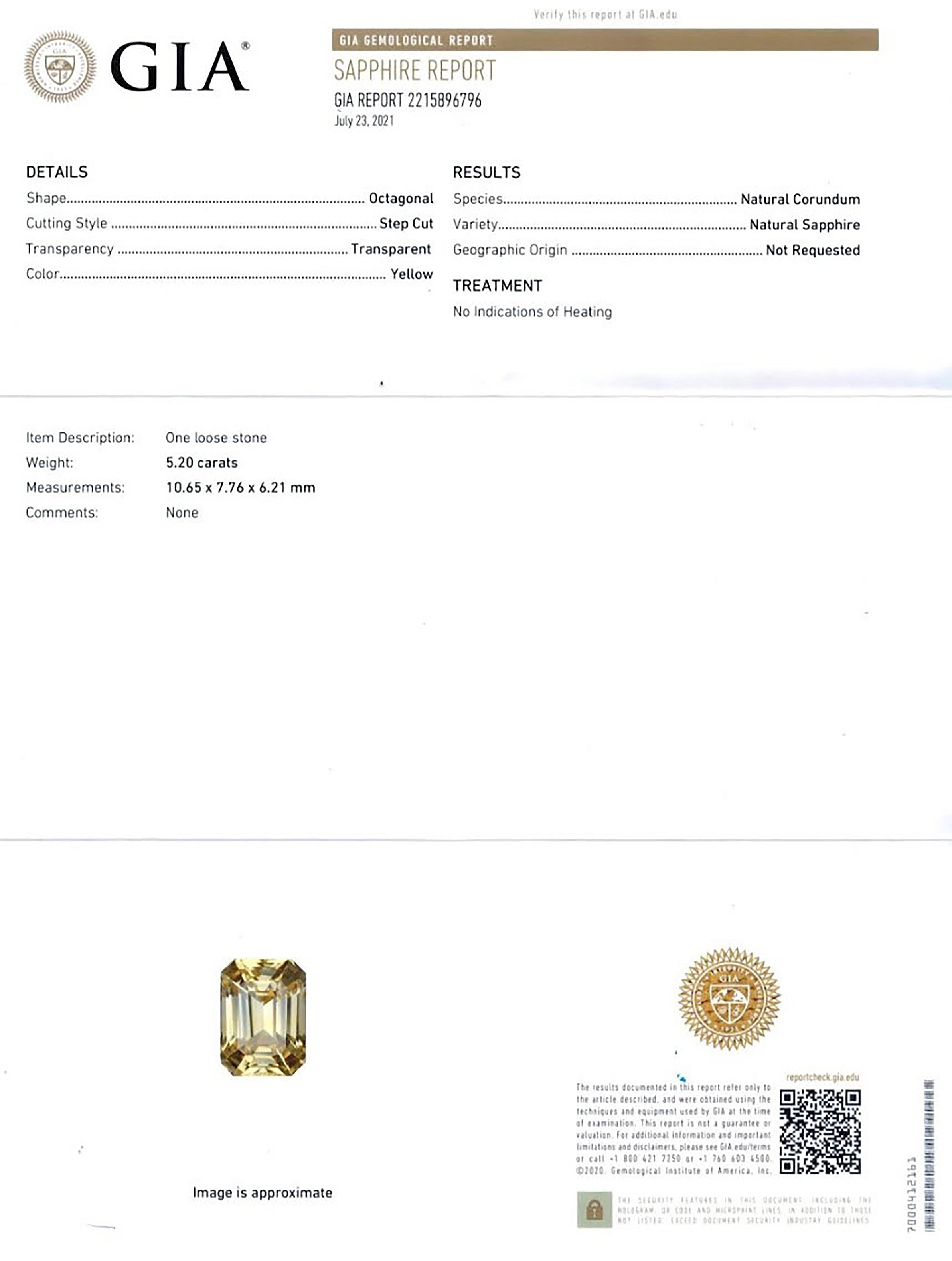 5.20 Ct. Orangish Yellow Sapphire from Ceylon (Sri Lanka)