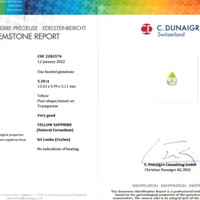 5.20 Ct. Yellow Sapphire from Ceylon (Sri Lanka) Scan Report