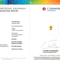 7.98 Ct. Yellow Sapphire from Ceylon (Sri Lanka) Scan Report