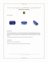 1.71 Ct. Blue Sapphire from Ceylon (Sri Lanka) Appraisal