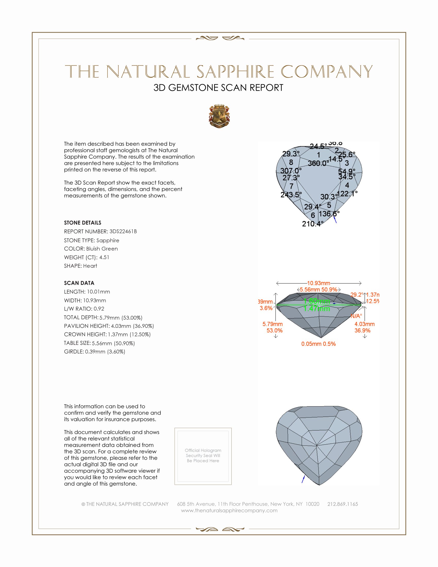 4.51 Ct. Bluish Green Sapphire from Ceylon (Sri Lanka)