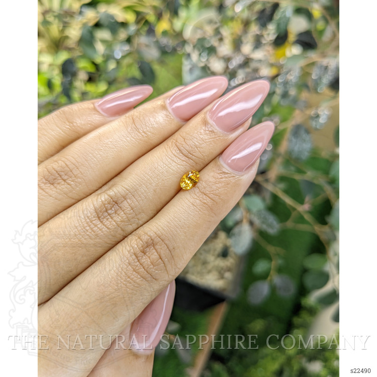 0.59 Ct. Orangish Yellow Sapphire from Ceylon (Sri Lanka)