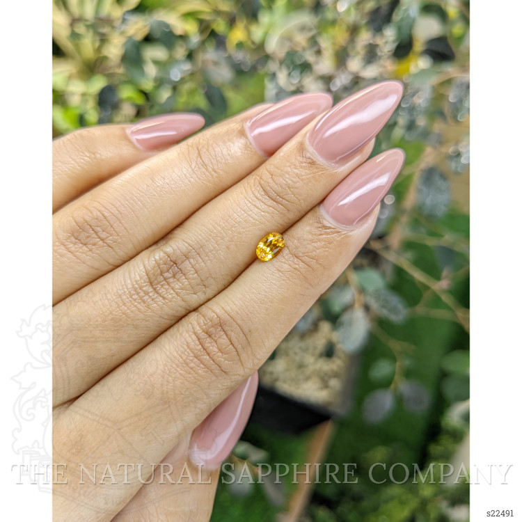 0.69 Ct. Orangish Yellow Sapphire from Ceylon (Sri Lanka)