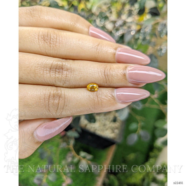 0.69 Ct. Orangish Yellow Sapphire from Ceylon (Sri Lanka)