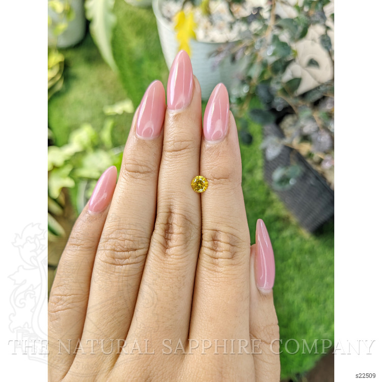 0.58 Ct. Orangish Yellow Sapphire from Ceylon (Sri Lanka)