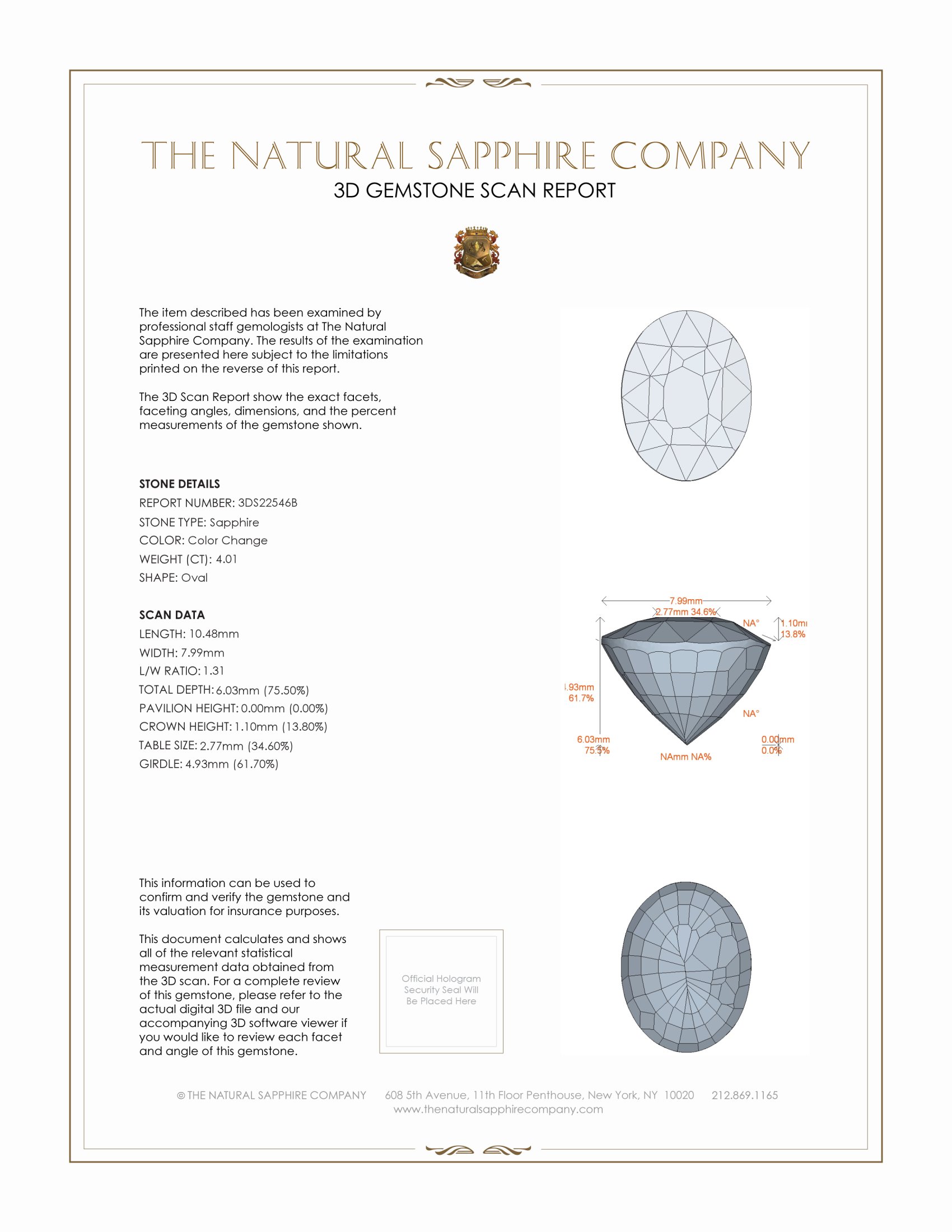 4.01 Ct. Color Change Sapphire from Ceylon (Sri Lanka)