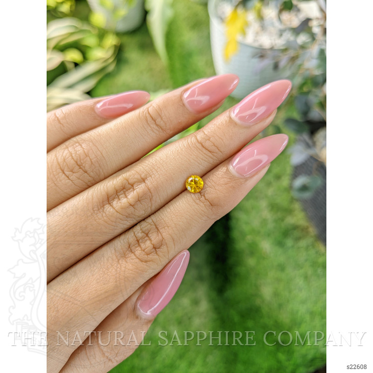 0.55 Ct. Orangish Yellow Sapphire from Ceylon (Sri Lanka)