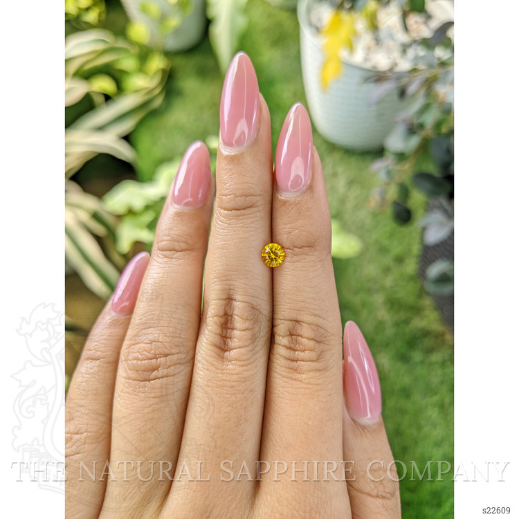 0.55 Ct. Orangish Yellow Sapphire from Ceylon (Sri Lanka)