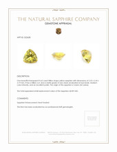 0.63 Ct. Yellow Sapphire from Ceylon (Sri Lanka) Appraisal