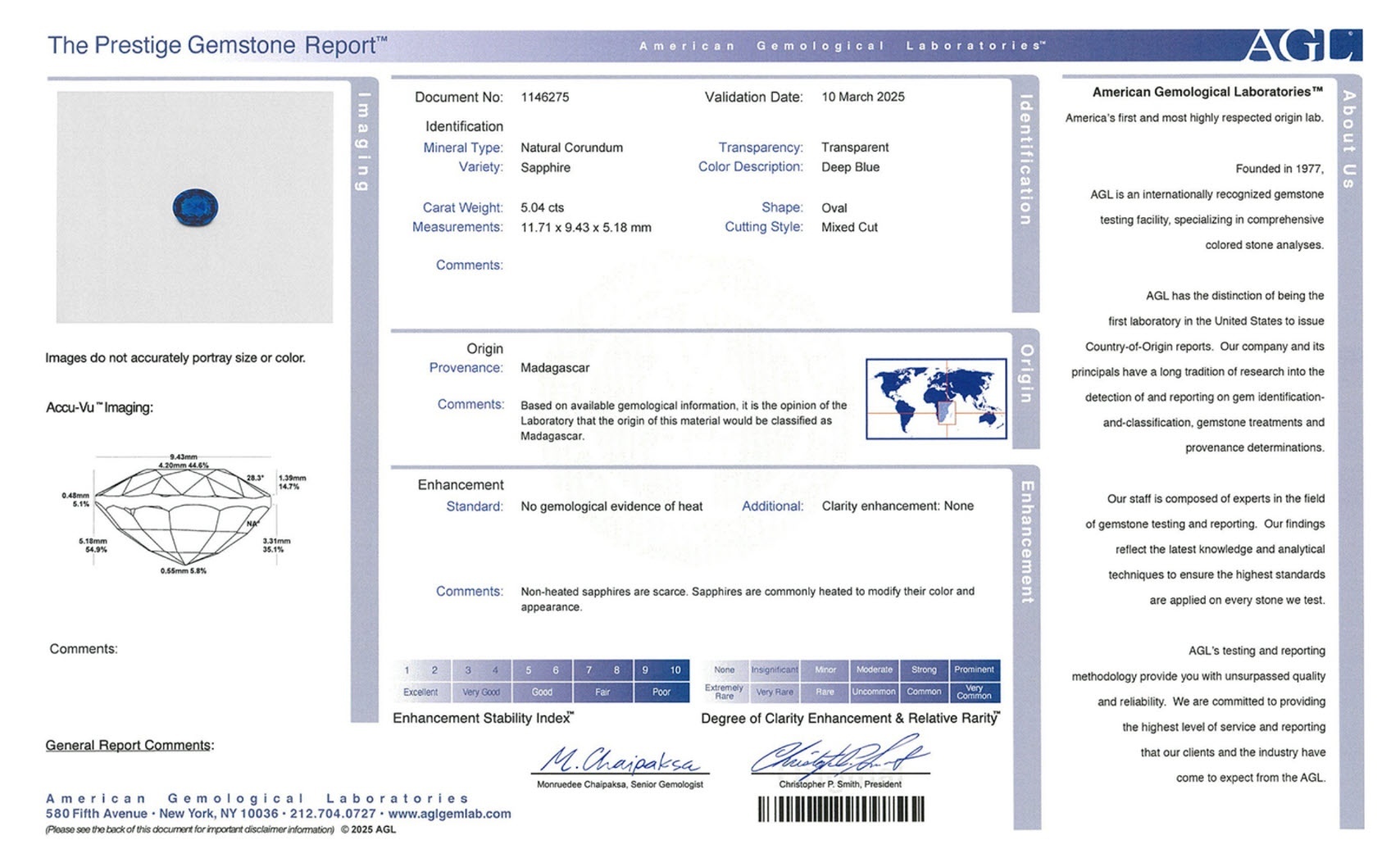 5.04 Ct. Blue Sapphire from Madagascar