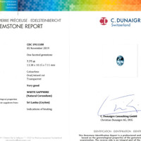 7.77 Ct. White Sapphire from Ceylon (Sri Lanka) Scan Report