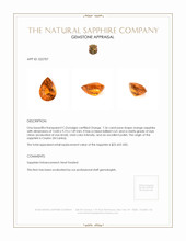 7.56 Ct. Orange Sapphire from Ceylon (Sri Lanka) Appraisal