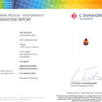 7.56 Ct. Orange Sapphire from Ceylon (Sri Lanka) Scan Report