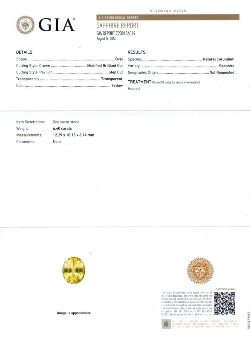 6.40 Ct. Yellow Sapphire from Ceylon (Sri Lanka)