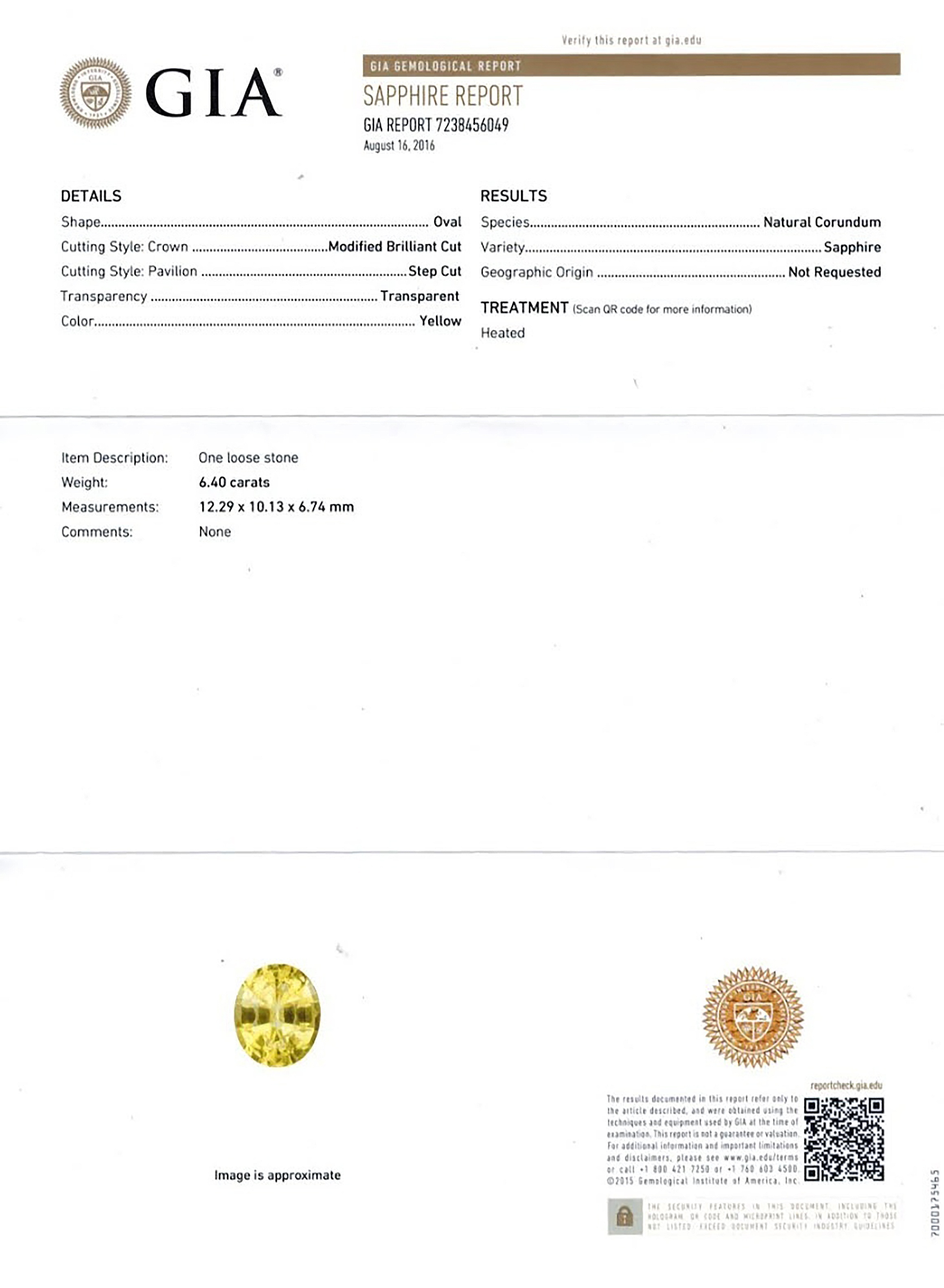 6.40 Ct. Yellow Sapphire from Ceylon (Sri Lanka)