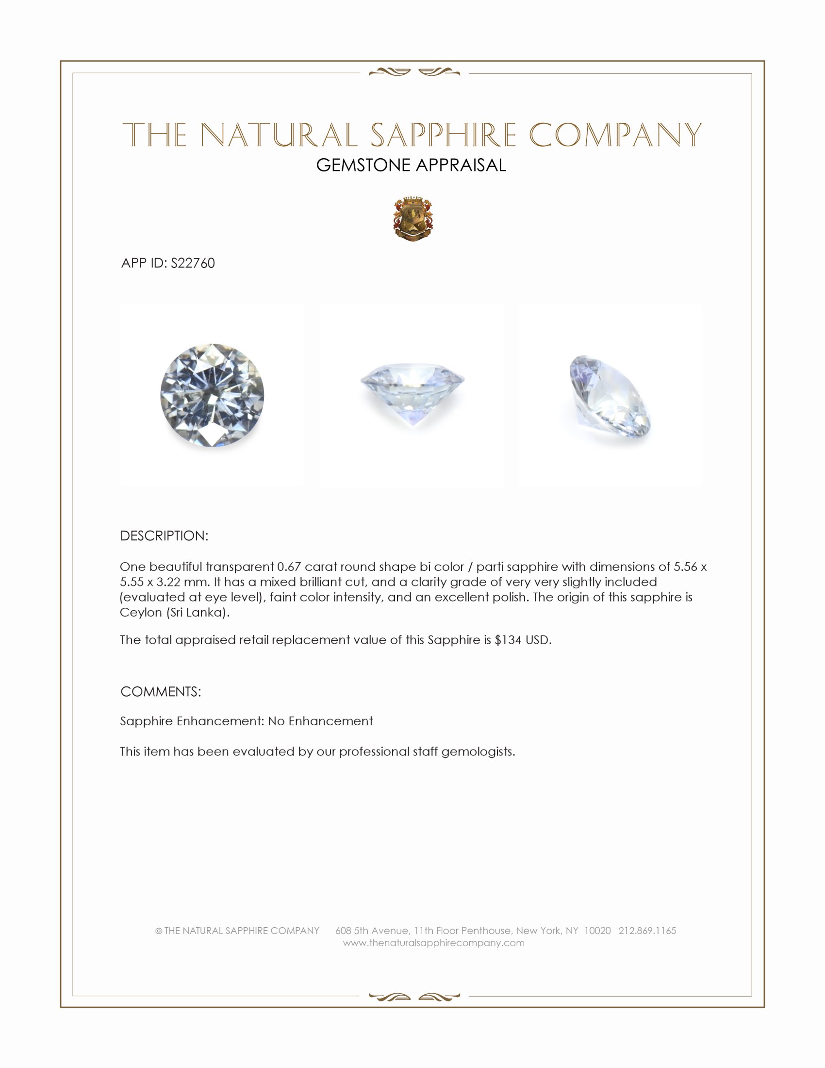 0.67 Ct. Bi Color / Parti Sapphire from Ceylon (Sri Lanka)