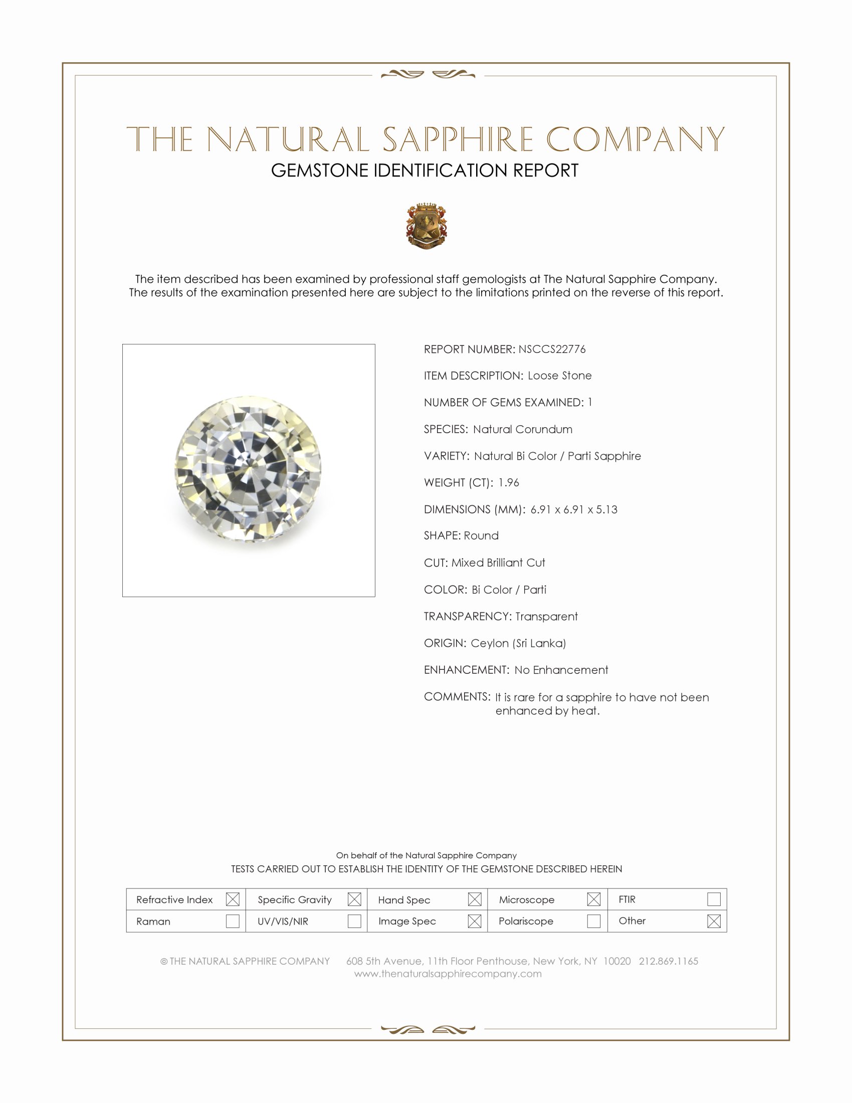 1.96 Ct. Bi Color / Parti Sapphire from Ceylon (Sri Lanka)