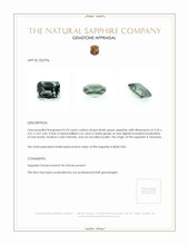 0.70 Ct. Bluish Green Sapphire from Tanzania Appraisal