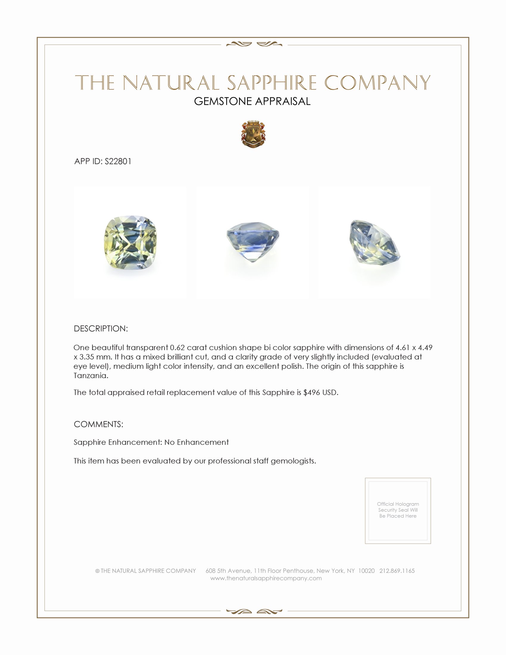 0.62 Ct. Bi Color Sapphire from Tanzania