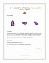 1.57 Ct. Pinkish Purple Sapphire from Tanzania Appraisal