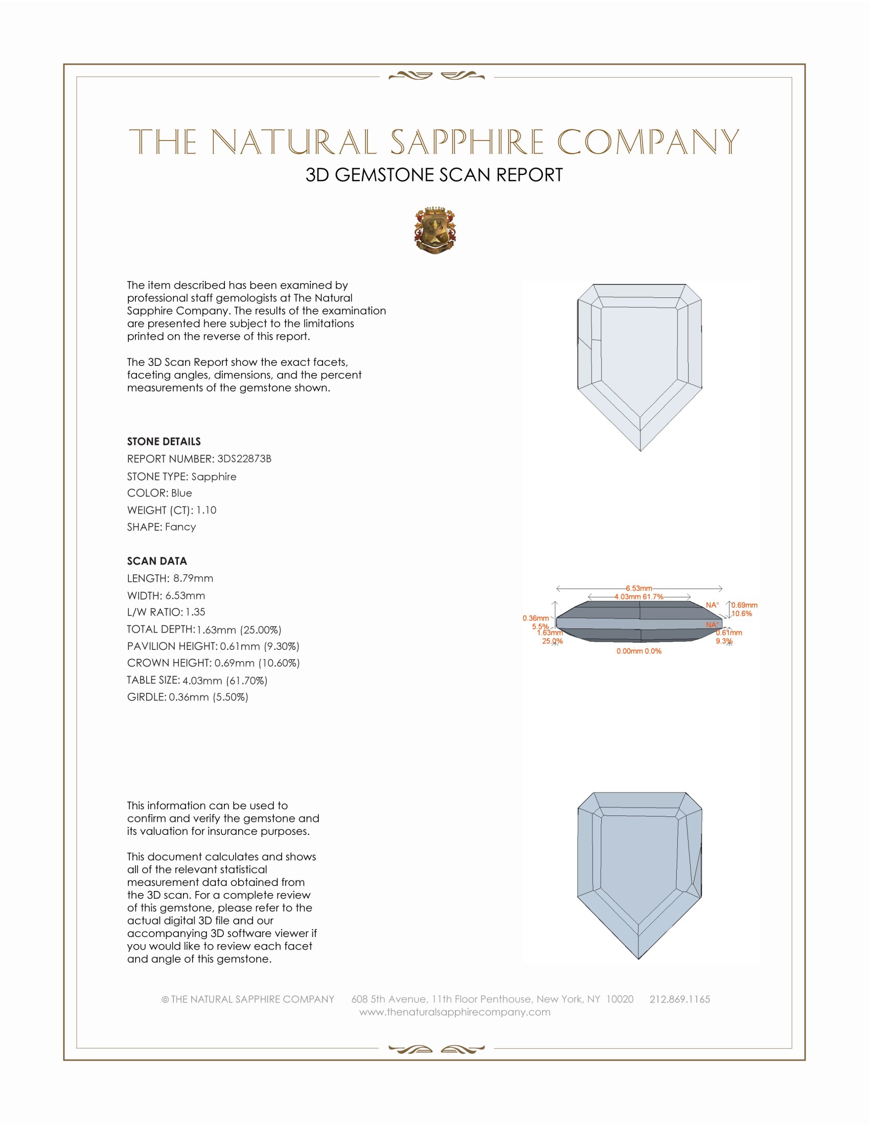 1.10 Ct. Blue Sapphire from Ceylon (Sri Lanka)