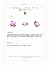 0.67 Ct. Pinkish Purple Sapphire from Ceylon (Sri Lanka) Appraisal