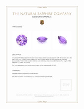 0.53 Ct. Pinkish Purple Sapphire from Ceylon (Sri Lanka) Appraisal
