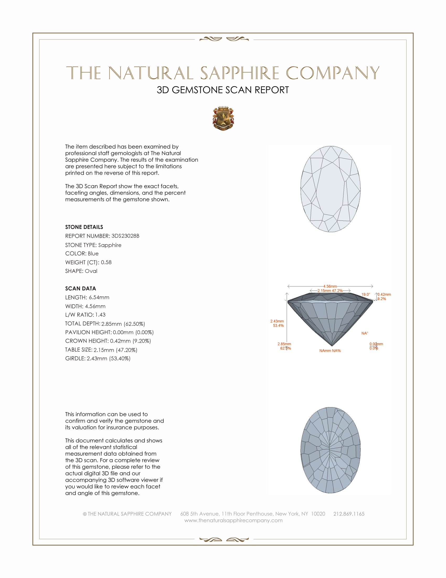 0.58 Ct. Blue Sapphire from Ceylon (Sri Lanka)