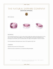0.79 Ct. Purplish Pink Sapphire from Ceylon (Sri Lanka) Appraisal