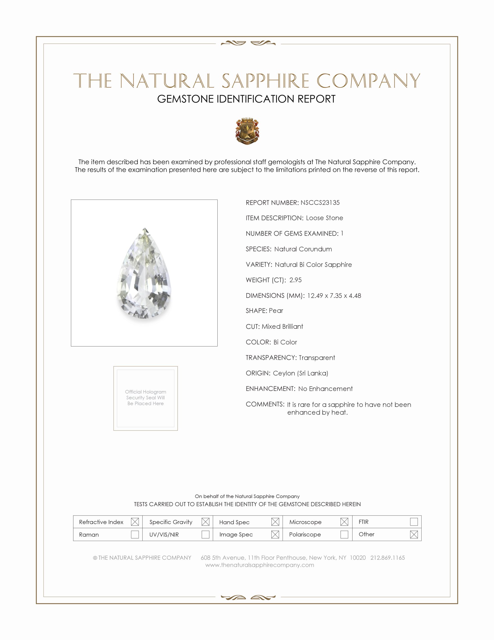 2.95 Ct. Bi Color Sapphire from Ceylon (Sri Lanka)