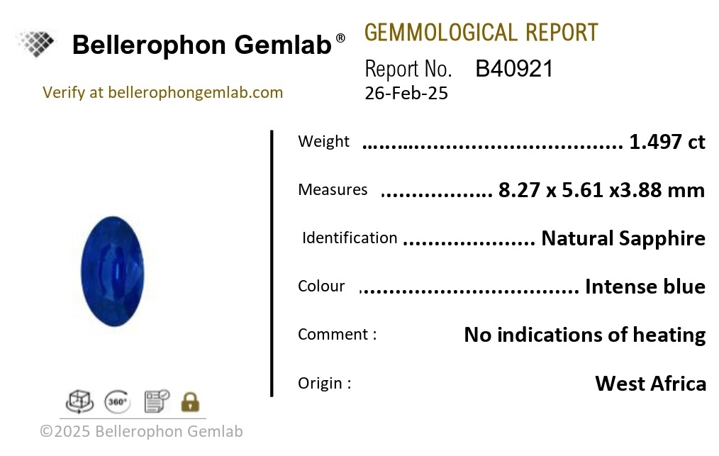 1.49 Ct. Blue Sapphire from West Africa