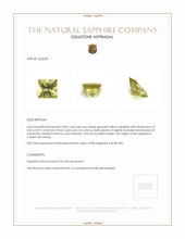 0.82 Ct. Greenish Yellow Sapphire from Ceylon (Sri Lanka) Appraisal