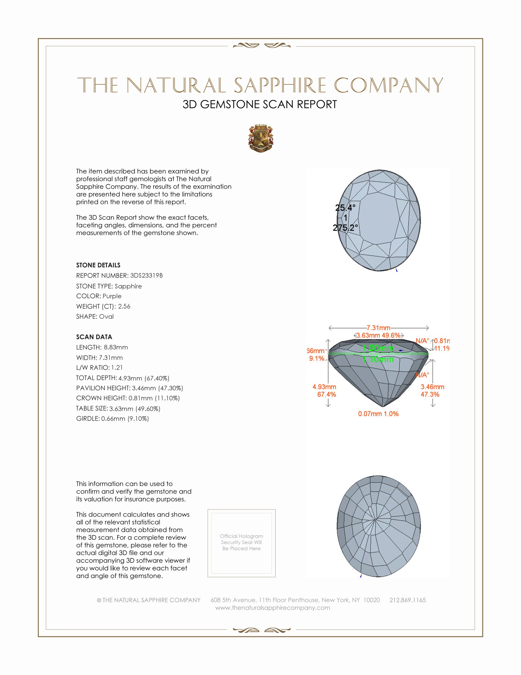 2.56 Ct. Purple Sapphire from Ceylon (Sri Lanka)