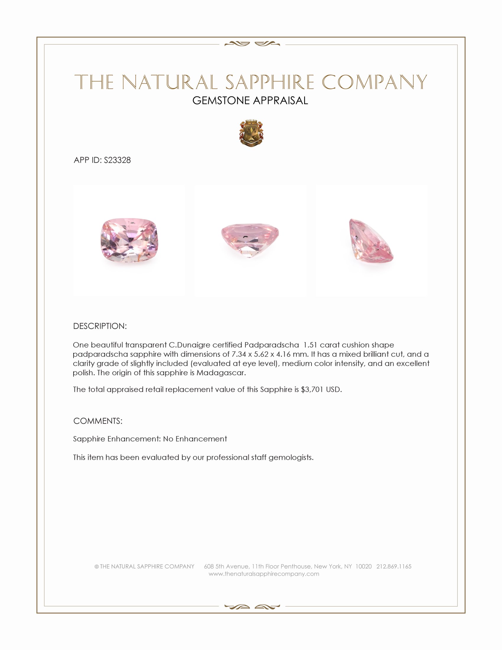 1.51 Ct. Padparadscha Sapphire from Madagascar