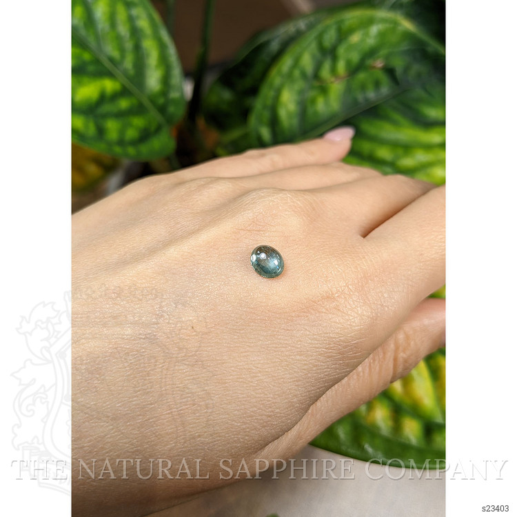 1.63 Ct. Bluish Green Cabochon Sapphire from Montana