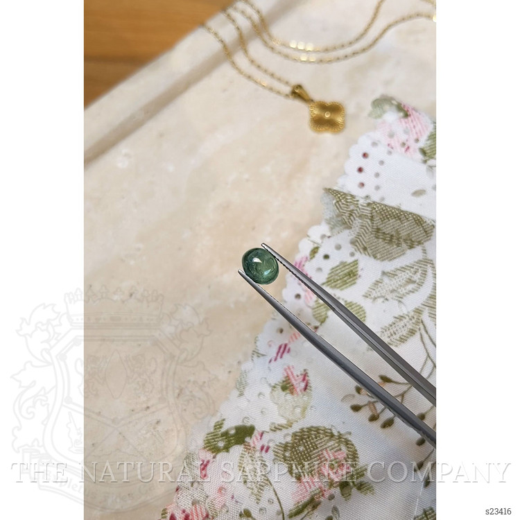 2.87 Ct. Bluish Green Cabochon Sapphire from Montana