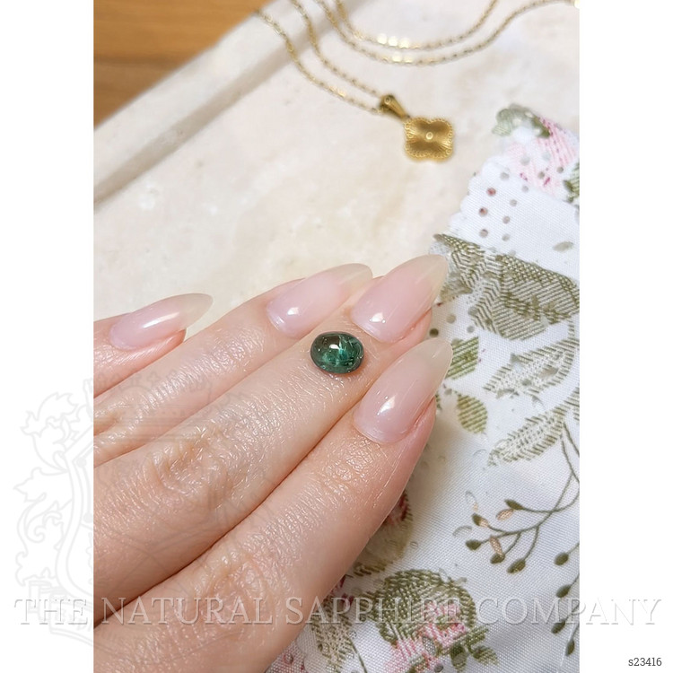 2.87 Ct. Bluish Green Cabochon Sapphire from Montana