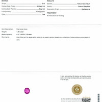 1.00 Ct. Pink Sapphire from Madagascar Scan Report