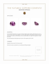 2.16 Ct. Pinkish Purple Sapphire from Ceylon (Sri Lanka) Appraisal