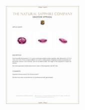 2.19 Ct. Pinkish Purple Sapphire from Ceylon (Sri Lanka) Appraisal