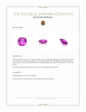1.79 Ct. Purplish Pink Sapphire from Ceylon (Sri Lanka) Appraisal