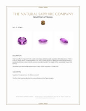 2.06 Ct. Pinkish Purple Sapphire from Ceylon (Sri Lanka) Appraisal