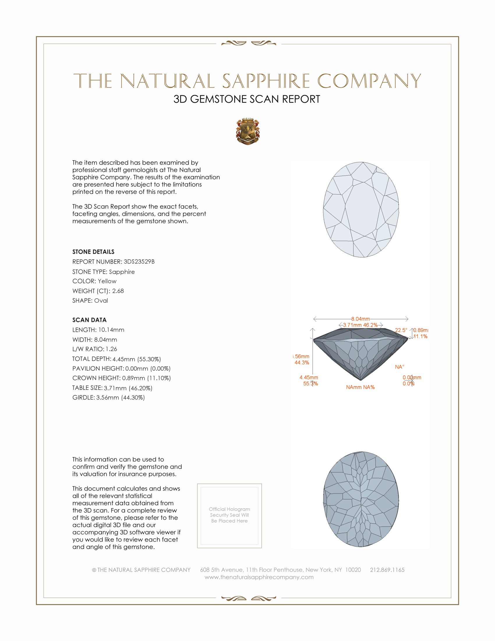 2.68 Ct. Yellow Sapphire from Ceylon (Sri Lanka)