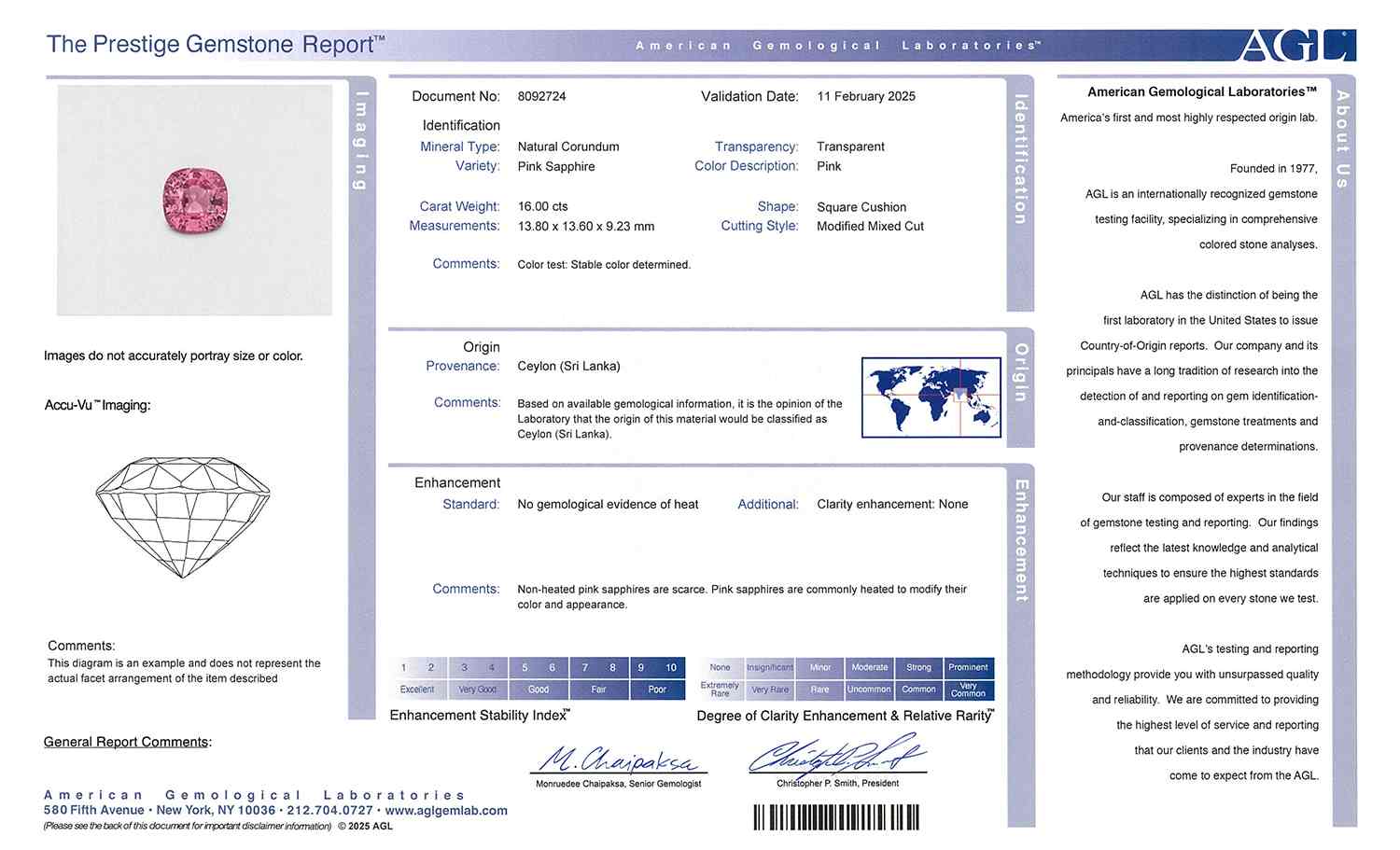 16.00 Ct. Pink Sapphire from Ceylon (Sri Lanka)