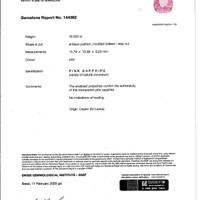 16.00 Ct. Pink Sapphire from Ceylon (Sri Lanka) Scan Report