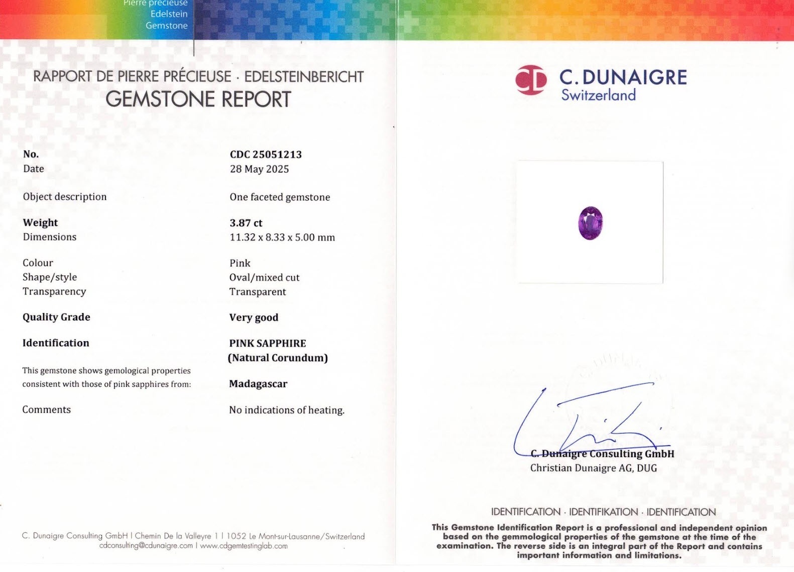 3.87 Ct. Pink Sapphire from Madagascar