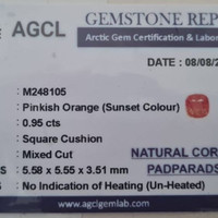 0.95 Ct. Orange Sapphire from Ceylon (Sri Lanka) Scan Report