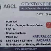 0.95 Ct. Orange Sapphire from Ceylon (Sri Lanka) Scan Report