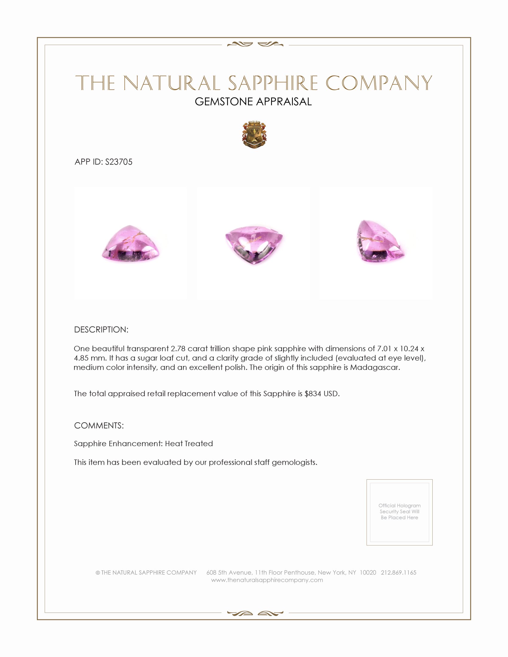 2.78 Ct. Pink Cabochon Sapphire from Madagascar