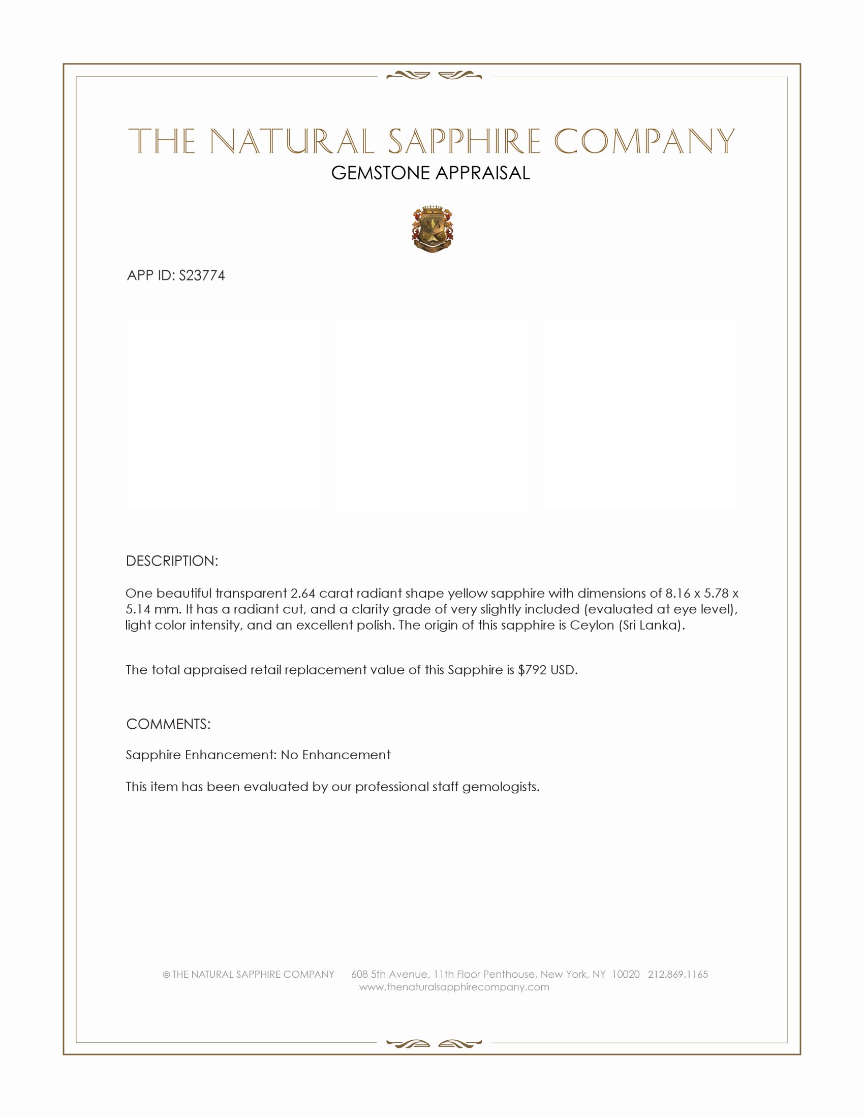 2.64 Ct. Yellow Sapphire from Ceylon (Sri Lanka)